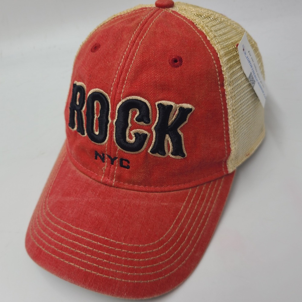 Top of the Rock Hat Snapback Trucker Mesh Red Beige Rockefeller Center NYC Men
